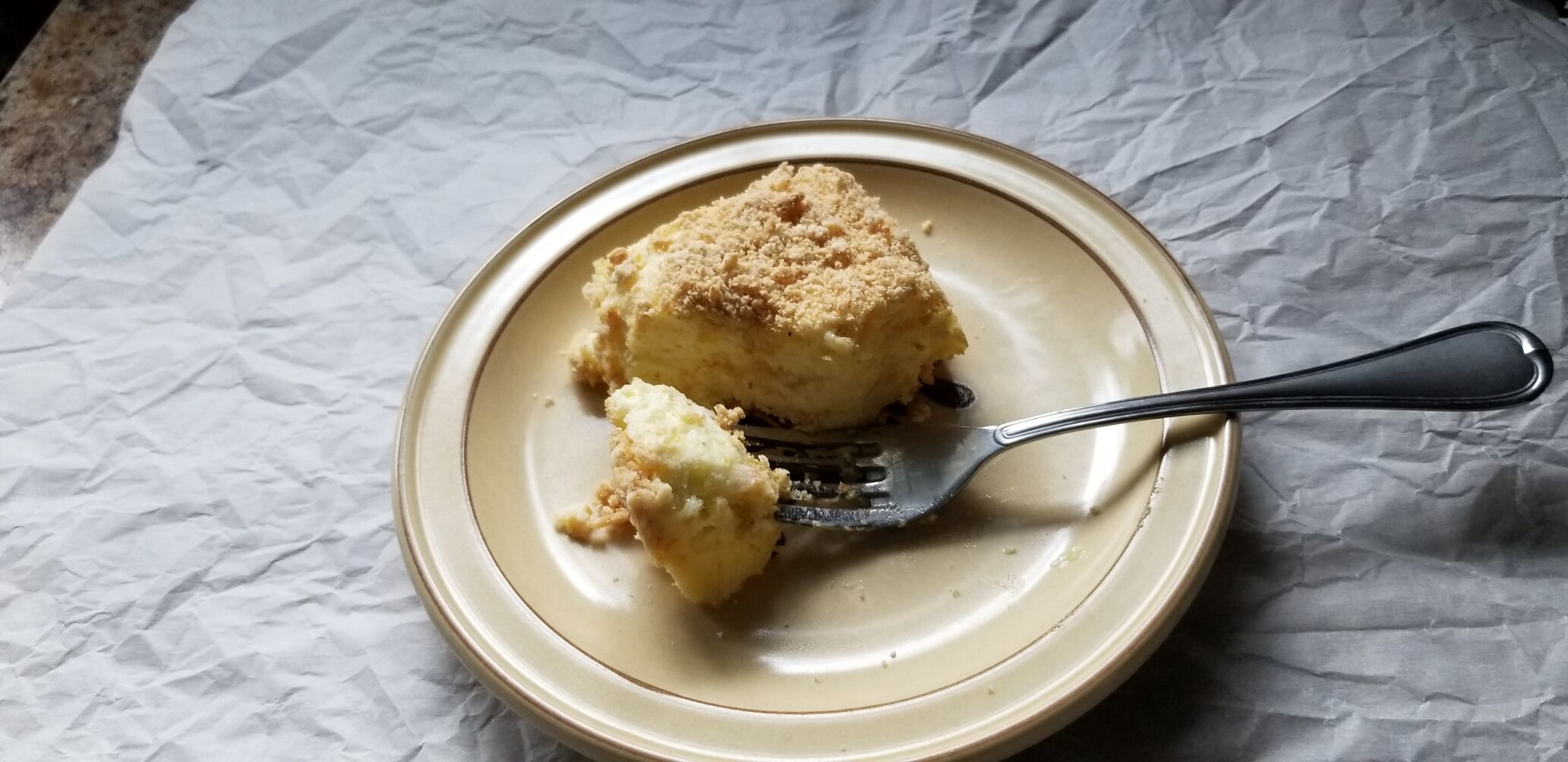lemon bisque frozen dessert on plate with fork